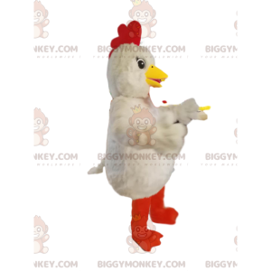 Zeer speelse witte kip BIGGYMONKEY™ mascottekostuum met mooie