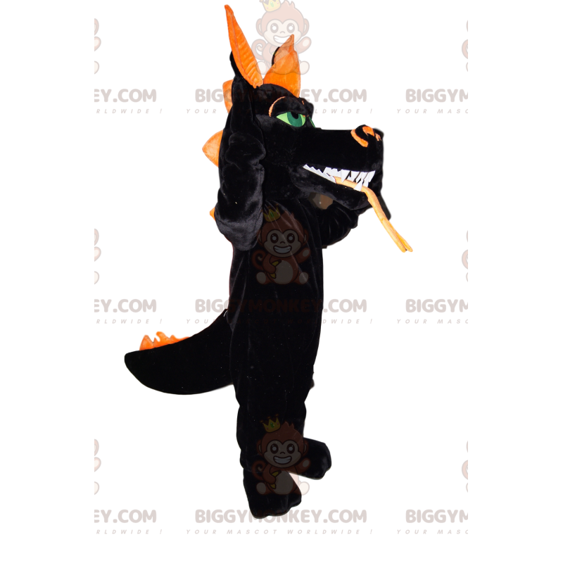 BIGGYMONKEY™ Mascot Costume Black Dragon With Big Glowing Green BIGGYMONKEY™ Mascot Costume Black Dragon With Big Glowing Green