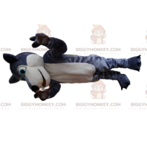 BIGGYMONKEY™ Maskottchenkostüm eines grau-weißen Wolfs mit