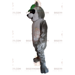  Costume da mascotte BIGGYMONKEY™ di procione, con berretto verde - Animali della foresta - BIGGYMONKEY_013264 - BiggyMonkey.com