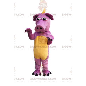 Fantasia de mascote BIGGYMONKEY™ muito engraçada de dragão rosa