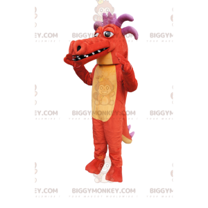 Traje de mascote BIGGYMONKEY™ de dragão laranja, com chifres