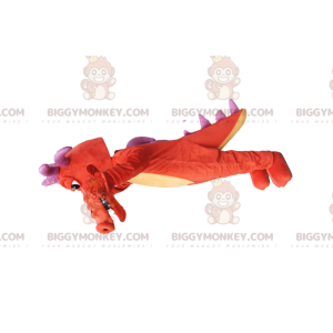 Kostým maskota BIGGYMONKEY™ oranžového draka s fialovými rohy!