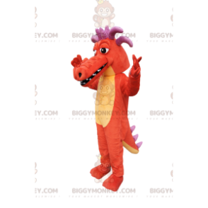 Costume de mascotte BIGGYMONKEY™ de dragon orange, avec des