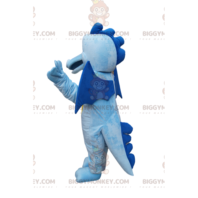 BIGGYMONKEY™ Costume da mascotte Drago blu e giallo con ali