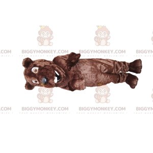 Meget glad brun bjørn BIGGYMONKEY™ maskotkostume, med sød sort