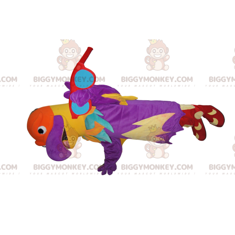 BIGGYMONKEY™ Veelkleurig adelaar-mascottekostuum met rode bril BIGGYMONKEY™ Veelkleurig adelaar-mascottekostuum met rode bril