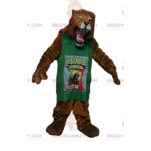 Awesome lion BIGGYMONKEY™ mascot costume with green jersey -