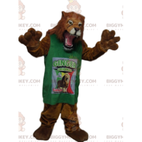 Fantastisk løve BIGGYMONKEY™ maskotkostume med grøn jersey -