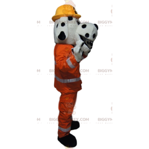 Traje de mascote dálmata BIGGYMONKEY™ com roupa de trabalho