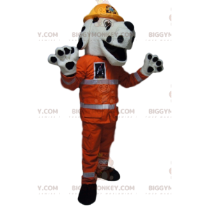 Traje de mascote dálmata BIGGYMONKEY™ com roupa de trabalho
