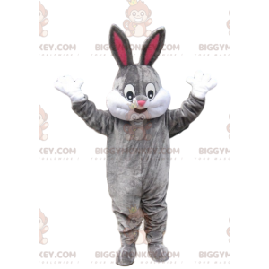 Gray Rabbit BIGGYMONKEY™ Mascot Costume With Cute Smile -