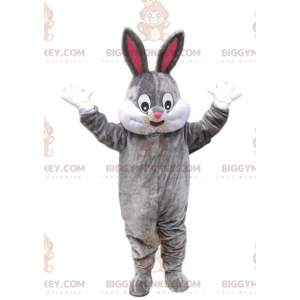 Στολή μασκότ Grey Rabbit BIGGYMONKEY™ με χαριτωμένο χαμόγελο - Μασκότ κουνελιού - BIGGYMONKEY_013275 - BiggyMonkey.com