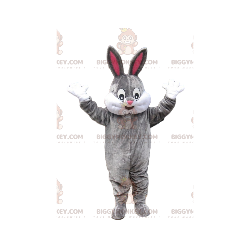 Fantasia de mascote de coelho cinza BIGGYMONKEY™ com sorriso