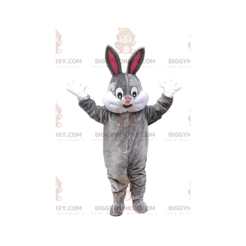 Grå kanin BIGGYMONKEY™ maskotkostume med sødt smil - Grå kanin BIGGYMONKEY™ maskotkostume med sødt smil -