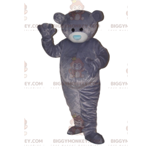 Traje de mascote de urso macio BIGGYMONKEY™ com focinho azul. –