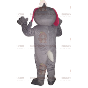 Kostým maskota BIGGYMONKEY™ Exaltovaný šedobílý zajíček s