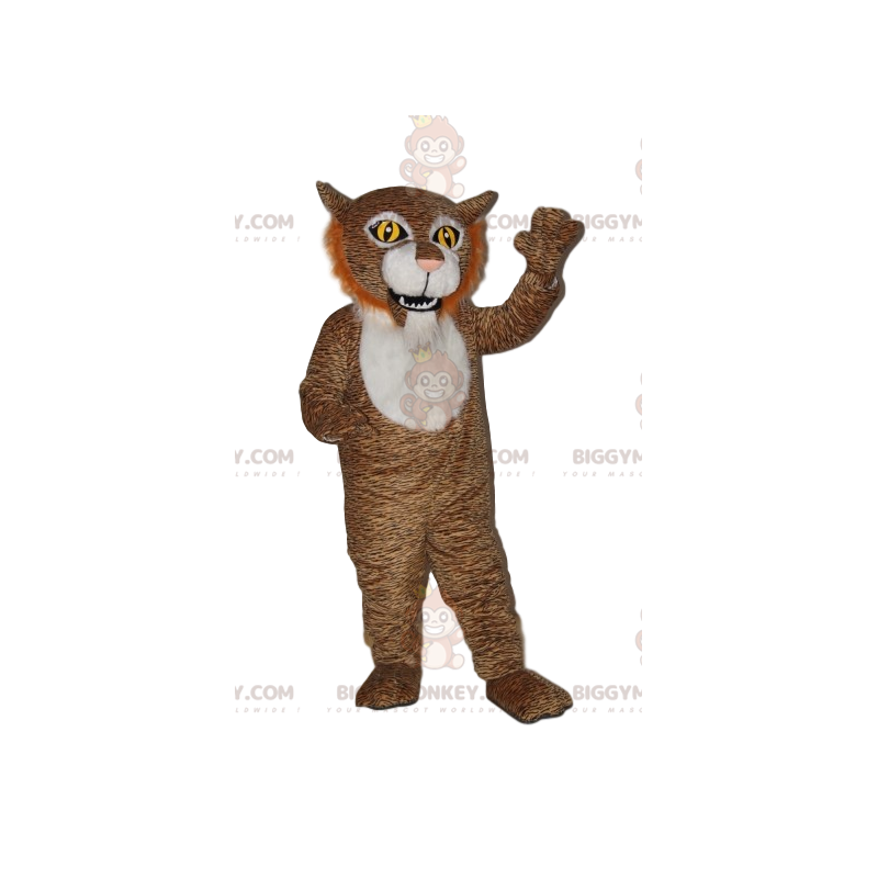 BIGGYMONKEY™ Mascot Costume Brown Tiger With Mesmerizing Eyes -