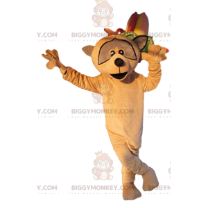 Costume da mascotte BIGGYMONKEY™ di procione beige. costume da