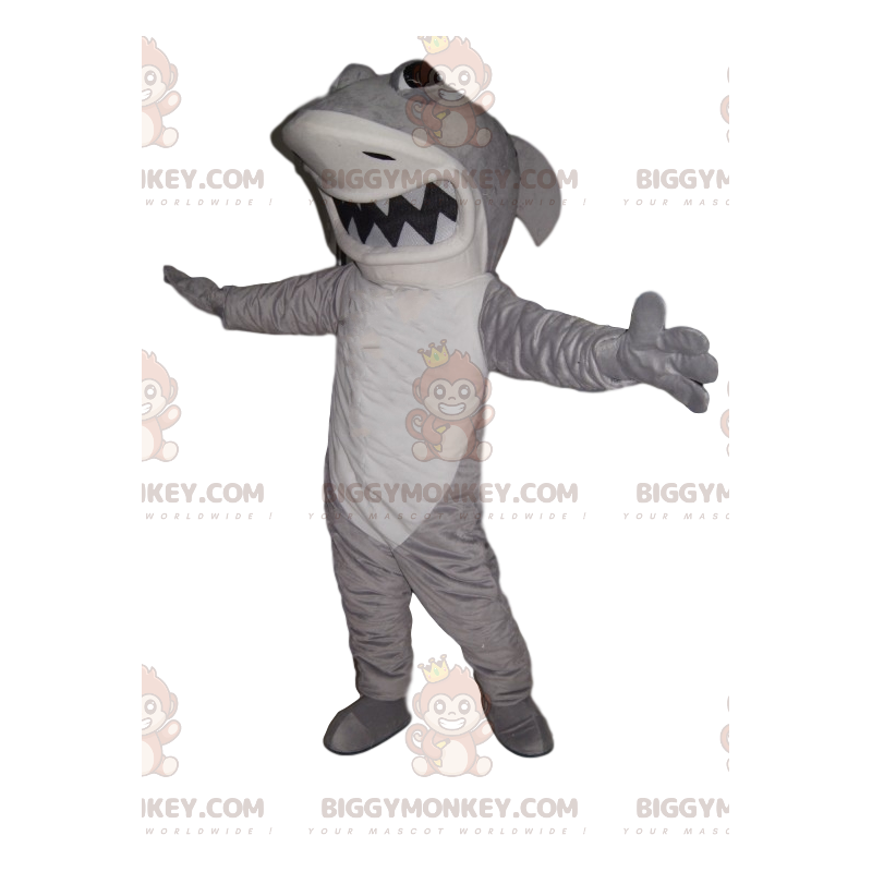 Kostium maskotka dziki biało-szary rekin BIGGYMONKEY™ - Kostium maskotka dziki biało-szary rekin BIGGYMONKEY™ -