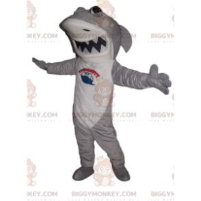 Fierce White and Gray Shark BIGGYMONKEY™ Mascot Costume -