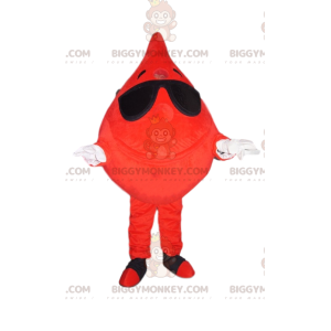 Playful Blood Drop BIGGYMONKEY™ Mascot Costume With Sunglasses