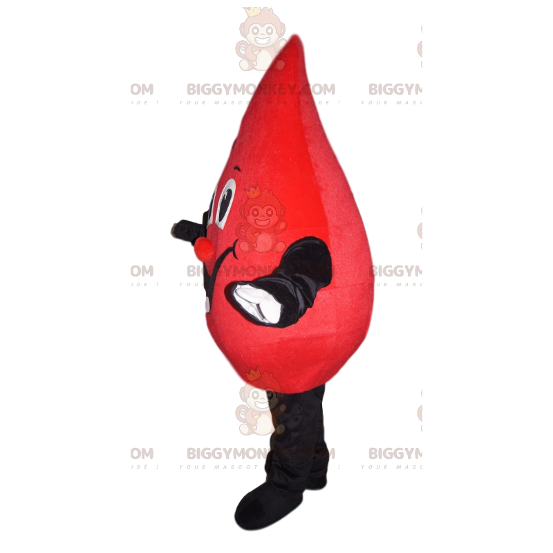 Costume de mascotte BIGGYMONKEY™ de goutte rouge avec un grand Costume de mascotte BIGGYMONKEY™ de goutte rouge avec un grand
