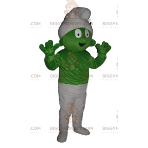 Molto comico il costume della mascotte del puffo verde