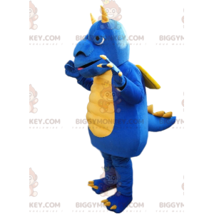 Costume de mascotte BIGGYMONKEY™ de dragon bleu et jaune avec