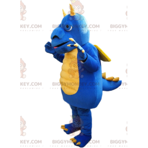 Disfraz de mascota BIGGYMONKEY™ Dragón azul y amarillo con