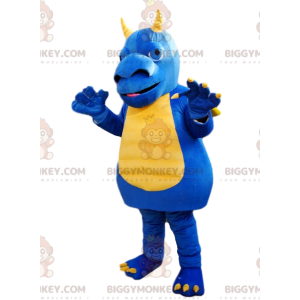 BIGGYMONKEY™ maskottiasu, sininen ja keltainen lohikäärme