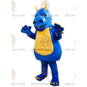 Costume de mascotte BIGGYMONKEY™ de dragon bleu et jaune avec