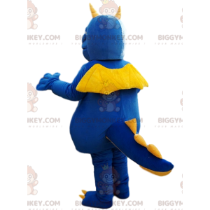 BIGGYMONKEY™ Costume da mascotte Drago blu e giallo con grande