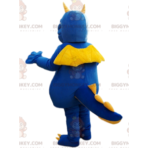 Costume de mascotte BIGGYMONKEY™ de dragon bleu et jaune avec