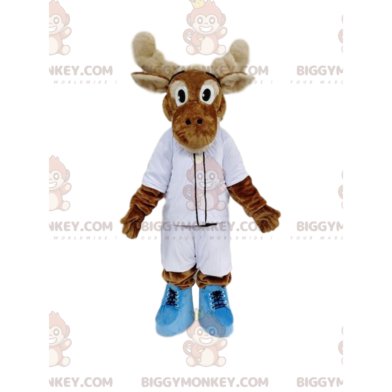 Bruin rendier BIGGYMONKEY™ mascottekostuum met witte Bruin rendier BIGGYMONKEY™ mascottekostuum met witte