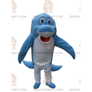 Meget sjov blå og hvid delfin BIGGYMONKEY™ maskotkostume -
