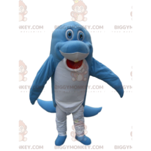  Erittäin hauska sinivalkoinen delfiini BIGGYMONKEY™ maskottiasu - Kalojen maskotit - BIGGYMONKEY_013294 - BiggyMonkey.com