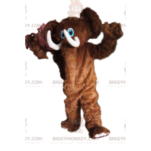 Costume de mascotte BIGGYMONKEY™ de mamouth marron enjoué, avec