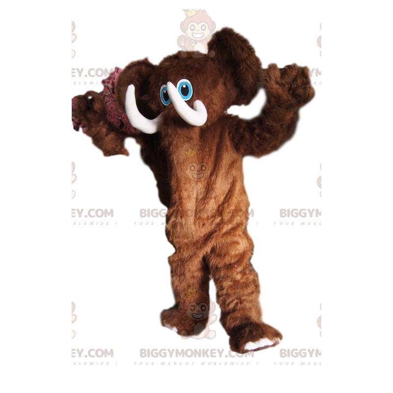 BIGGYMONKEY™ Mascot Costume Playful Brown Mammoth With Nice