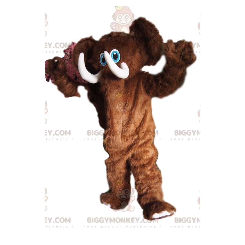 Traje de mascote BIGGYMONKEY™ divertido mamute marrom com belas