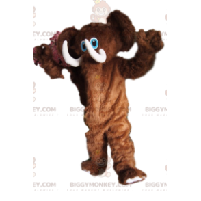 Kostým BIGGYMONKEY™ maskota Hravý hnědý mamut s pěknými kly –