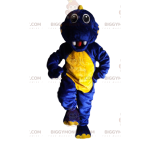 Costume da mascotte BIGGYMONKEY™ dinosauro blu notte e giallo -