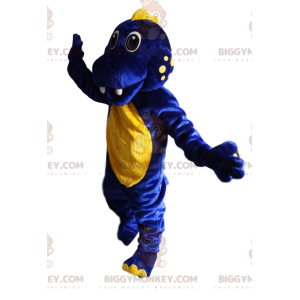 Midnatsblå og gul dinosaur BIGGYMONKEY™ maskotkostume -
