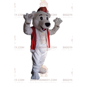 IJsbeer BIGGYMONKEY™-mascottekostuum met kerstmuts -