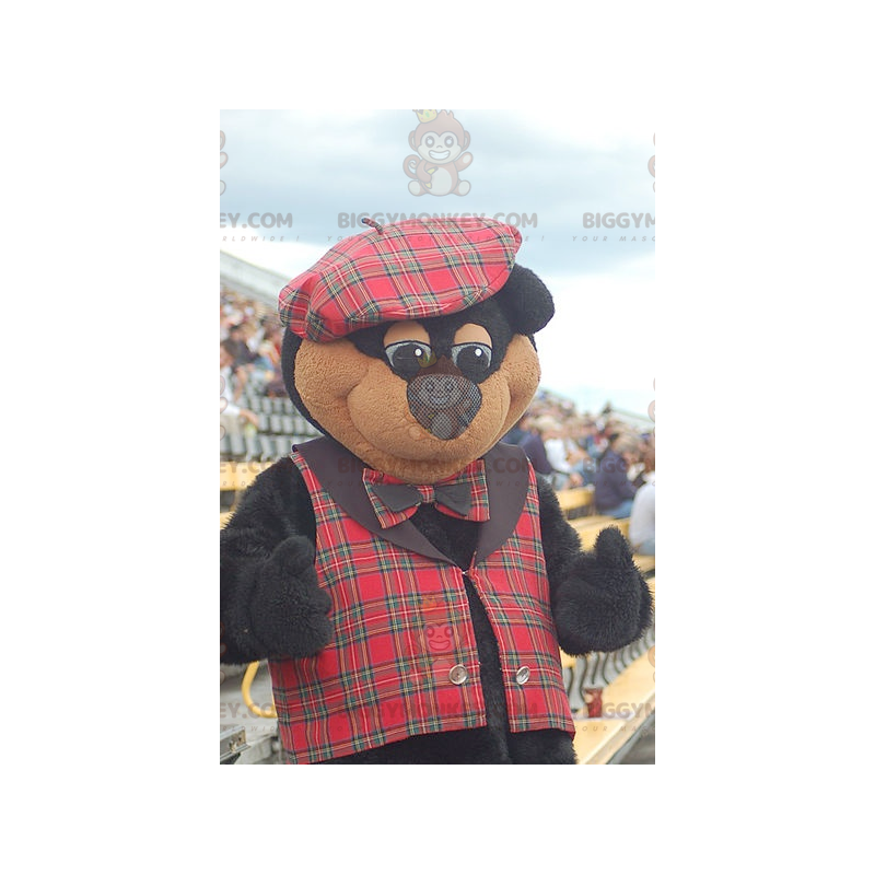 BIGGYMONKEY™ Mascot Costume Black and Brown Bear Plaid Dress – BIGGYMONKEY™ Mascot Costume Black and Brown Bear Plaid Dress –
