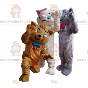 BIGGYMONKEY™ Maskottchen-Kostüm-Trio aus grauen, weißen und