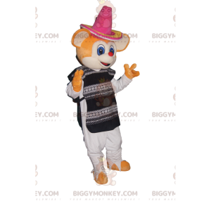 Orange Maus BIGGYMONKEY™ Maskottchenkostüm mit Sombrero und