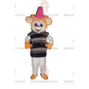 Orange Maus BIGGYMONKEY™ Maskottchenkostüm mit Sombrero und