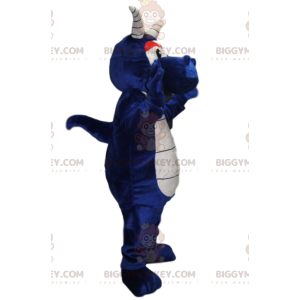 Costume de mascotte BIGGYMONKEY™ de dragon bleu nuit avec des