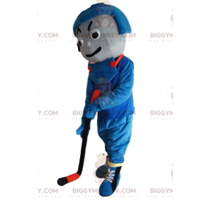 Hockeyspeler blauwe sportkleding BIGGYMONKEY™ mascottekostuum -